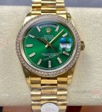 8+ Factory Rolex DayDate 36 Gain Weight Edition Emerald Green Dial Square Diamond